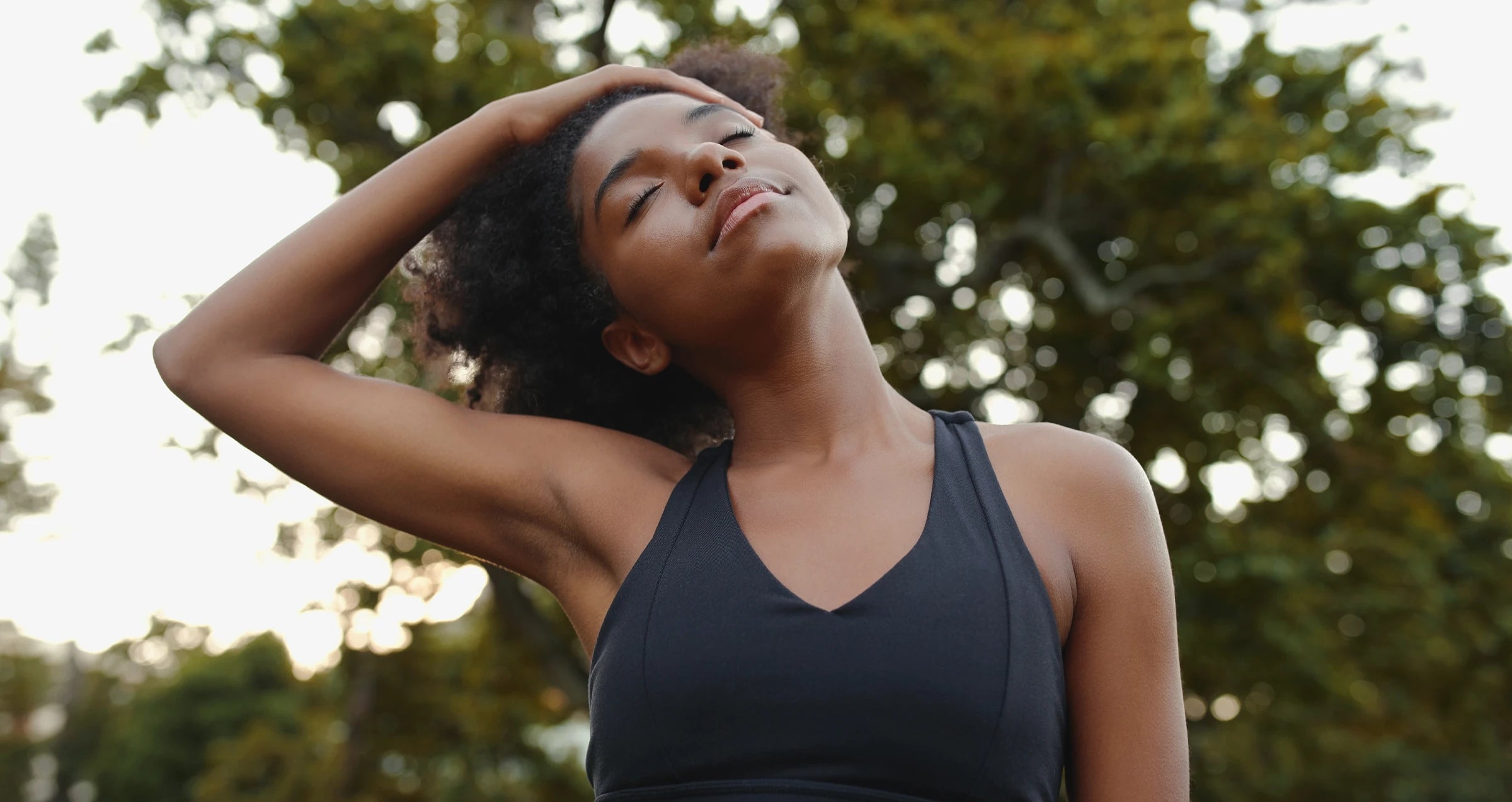 Woman stretching outdoors